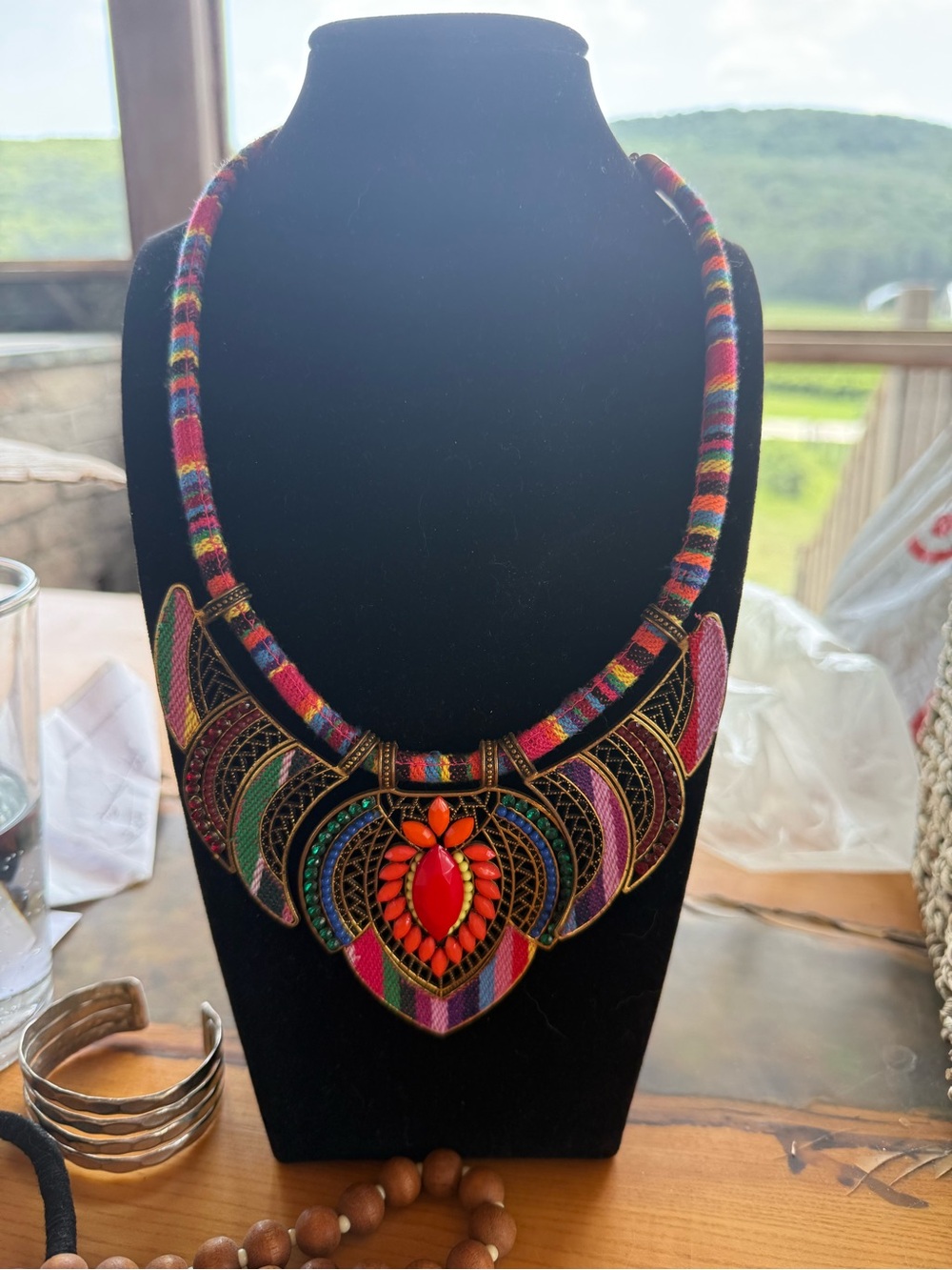Colorful Tribal Statement Necklace - Multicolor